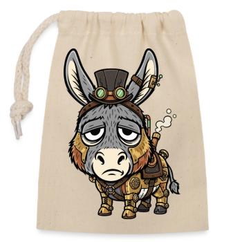 Donkey Cyborg Steampunk Top Hat Steam - Closable cotton gift bag (14x20cm) - nature - Front