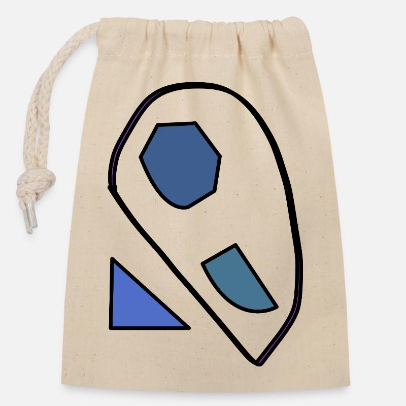 Abstract blue shapes on black - Closable cotton gift bag (14x20cm) - nature