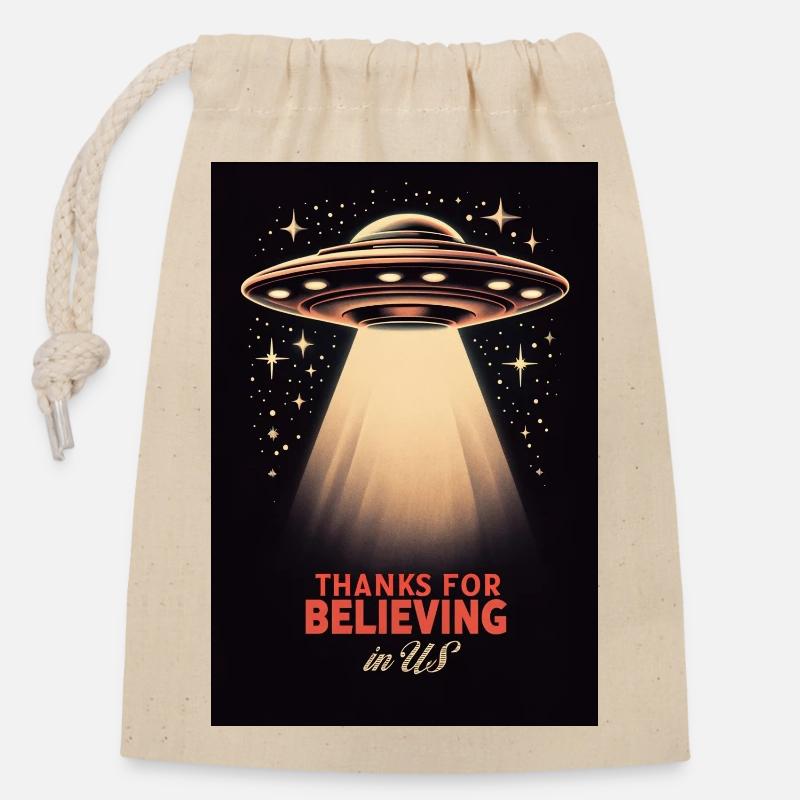 Thanks for believing - Verschließbarer Geschenkbeutel aus Baumwolle (14x20cm) - Natur