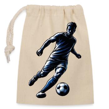 Fußball Spieler Silhouette Sportlich Dynamisch   - Verschließbarer Geschenkbeutel aus Baumwolle (14x20cm) - Natur - Vorne