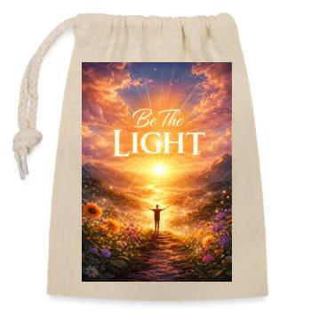 Sei das Licht bei Sonnenaufgang - Verschließbarer Geschenkbeutel aus Baumwolle (14x20cm) - Natur - Vorne