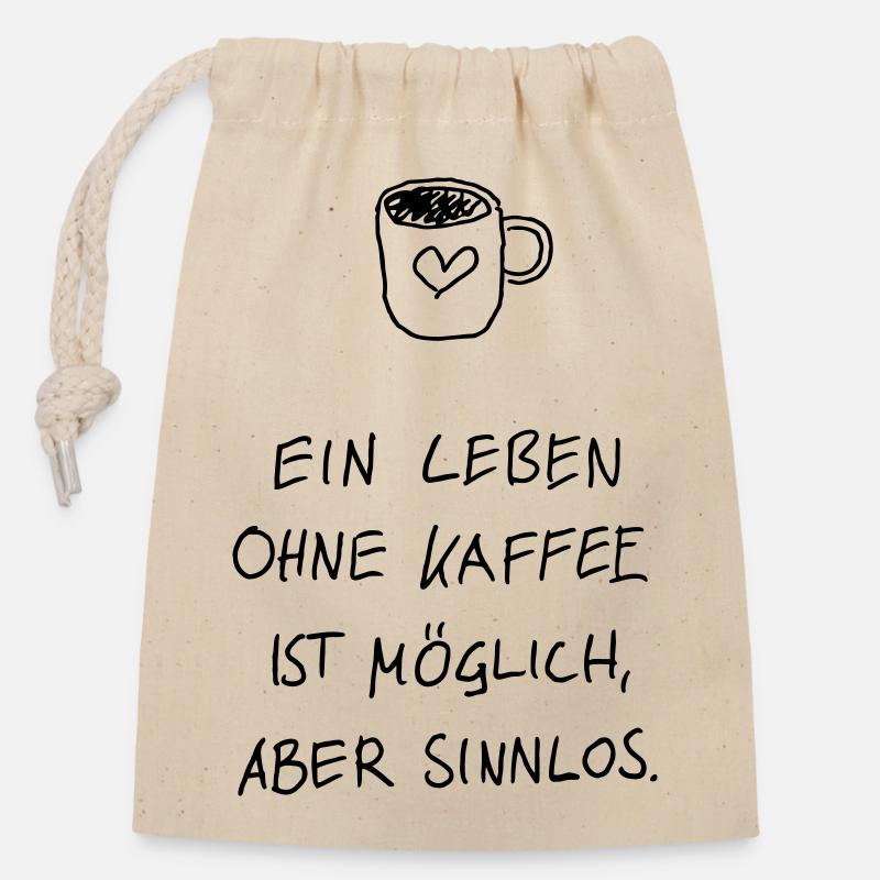 Kaffee Liebe - Verschließbarer Geschenkbeutel aus Baumwolle (14x20cm) - Natur