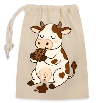 Chocolate Cow - Closable cotton gift bag (14x20cm) - nature - Front