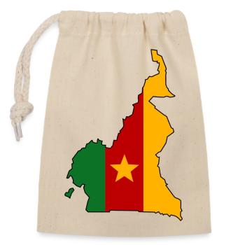 Kamerun Flagge Landkarte - Verschließbarer Geschenkbeutel aus Baumwolle (14x20cm) - Natur - Vorne