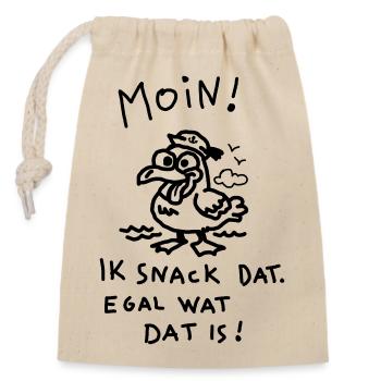 Moin Dämliche Möwe Witzig Kinder Motiv  - Verschließbarer Geschenkbeutel aus Baumwolle (14x20cm) - Natur - Vorne
