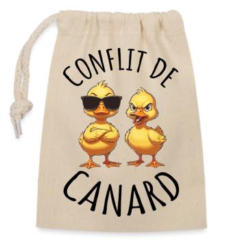 Conflit de Canards Humour Animal Duo Drôle Cartoon - Sac cadeau en coton avec cordon (14 x 20 cm) - nature - Devant