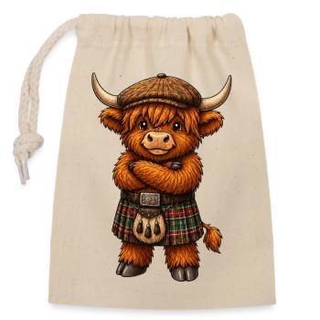 Bétail des Highlands avec kilt - Sac cadeau en coton avec cordon (14 x 20 cm) - nature - Devant