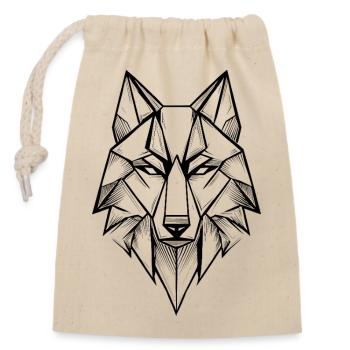 Moderner symmetrischer geometrischer Wolf - Verschließbarer Geschenkbeutel aus Baumwolle (14x20cm) - Natur - Vorne