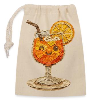 Paper Drink: Orange Face - Closable cotton gift bag (14x20cm) - nature - Front
