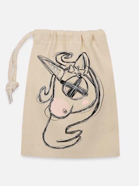 Totes Uni Grau - Verschließbarer Geschenkbeutel aus Baumwolle (14x20cm) - Natur