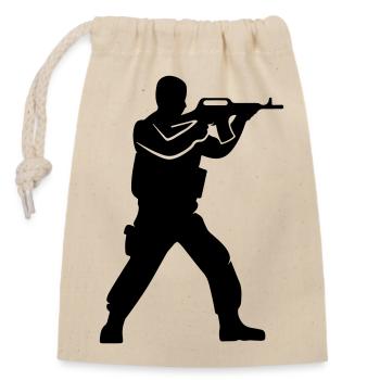 Silhouette du soldat - Sac cadeau en coton avec cordon (14 x 20 cm) - nature - Devant