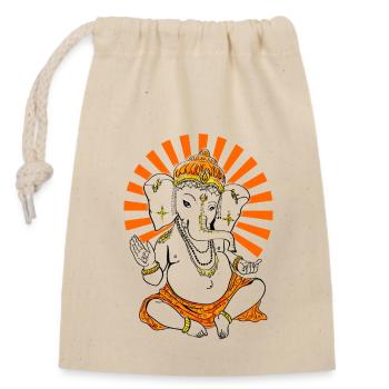 Yoga Ganesha Buddha India Hindu god Shanti namas - Closable cotton gift bag (14x20cm) - nature - Front