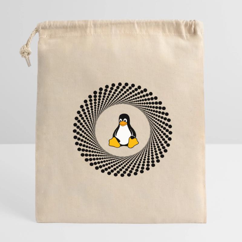 Computer System Penguin Nerd pc inside Program lo Closable cotton gift bag (14x20cm)