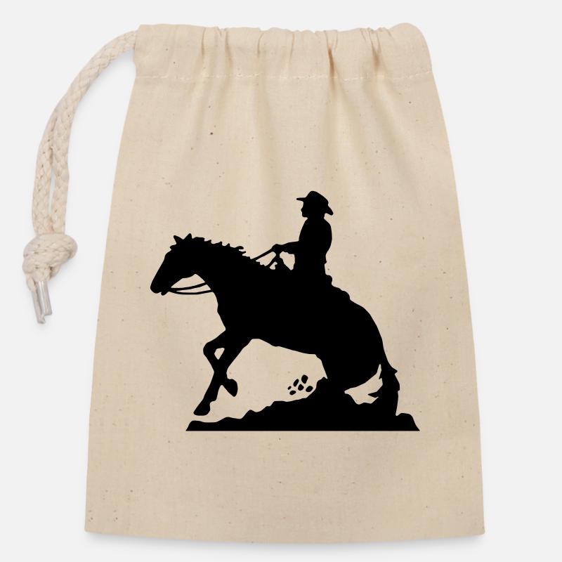 Équitation Western Man - Sac cadeau en coton avec cordon (14 x 20 cm) - nature