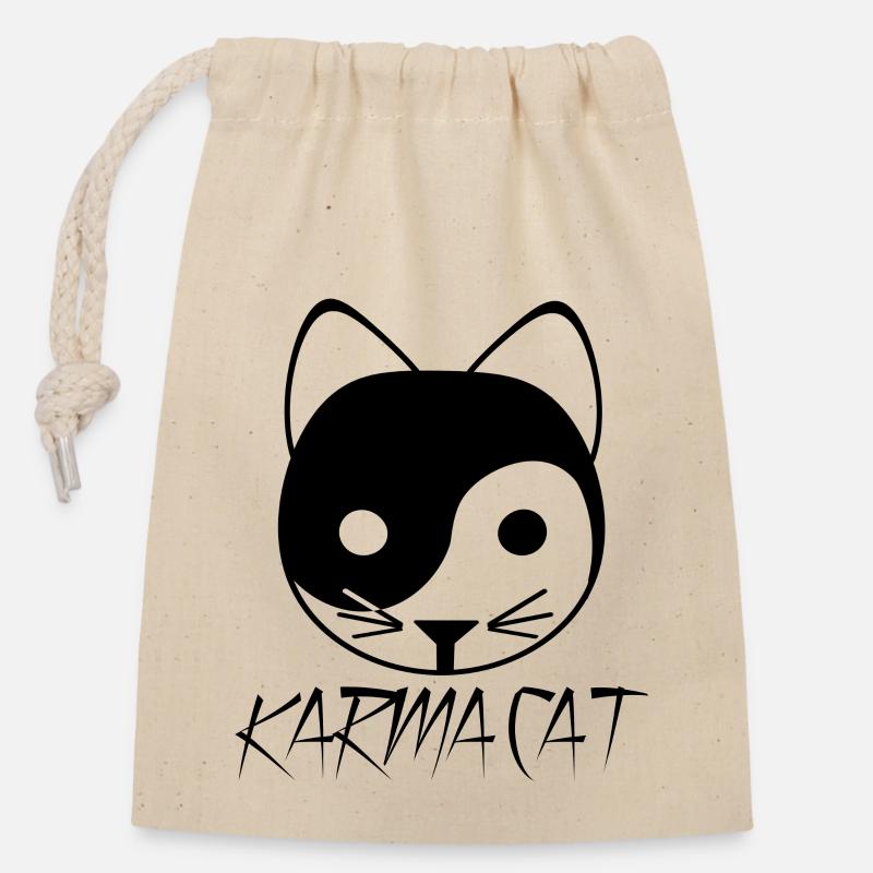 Karma Katze Ying Yang Geschenk Kätzchen Nirvana - Verschließbarer Geschenkbeutel aus Baumwolle (14x20cm) - Natur