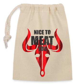 Nice to meat you - Grill meat steak - Closable cotton gift bag (14x20cm) - nature - Front