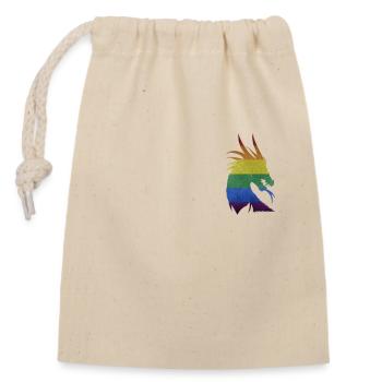 LGBT Regenbogen Drache - Verschließbarer Geschenkbeutel aus Baumwolle (14x20cm) - Natur - Vorne