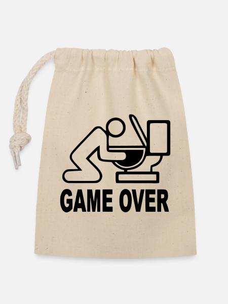 Game over - Verschließbarer Geschenkbeutel aus Baumwolle (14x20cm) - Natur
