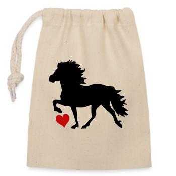Icelandic horse - Closable cotton gift bag (14x20cm) - nature - Front