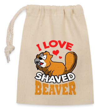 Beaver - Closable cotton gift bag (14x20cm) - nature - Front