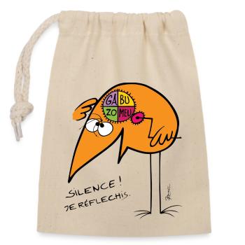 I thought Silence - Closable cotton gift bag (14x20cm) - nature - Front