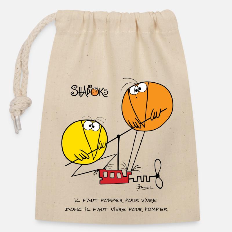 Les Shadoks pompent - Sac cadeau en coton avec cordon (14 x 20 cm) - nature