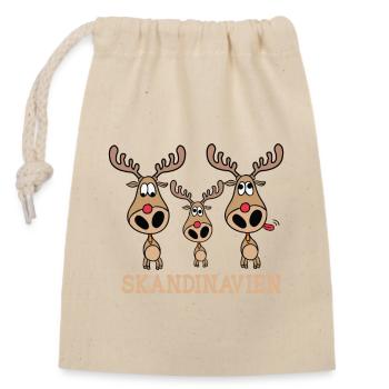 Skandinavien Norwegen Schweden Elch Rentier - Verschließbarer Geschenkbeutel aus Baumwolle (14x20cm) - Natur - Vorne