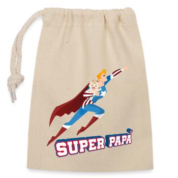 Super Papa Funny Superhero Gift for Daddy T Shirt - Closable cotton gift bag (14x20cm) - nature - Front