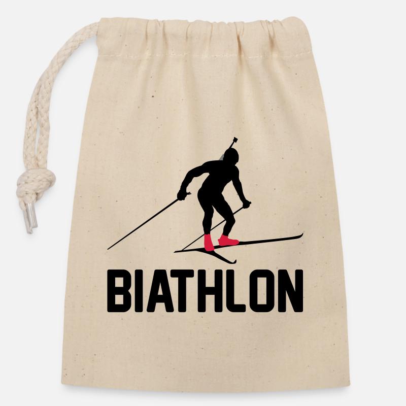 Biathlon - Verschließbarer Geschenkbeutel aus Baumwolle (14x20cm) - Natur