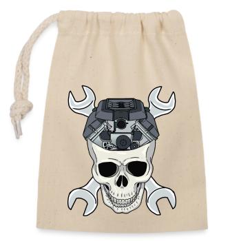 Car Mechanic Mechanic Machine Skull - Closable cotton gift bag (14x20cm) - nature - Front