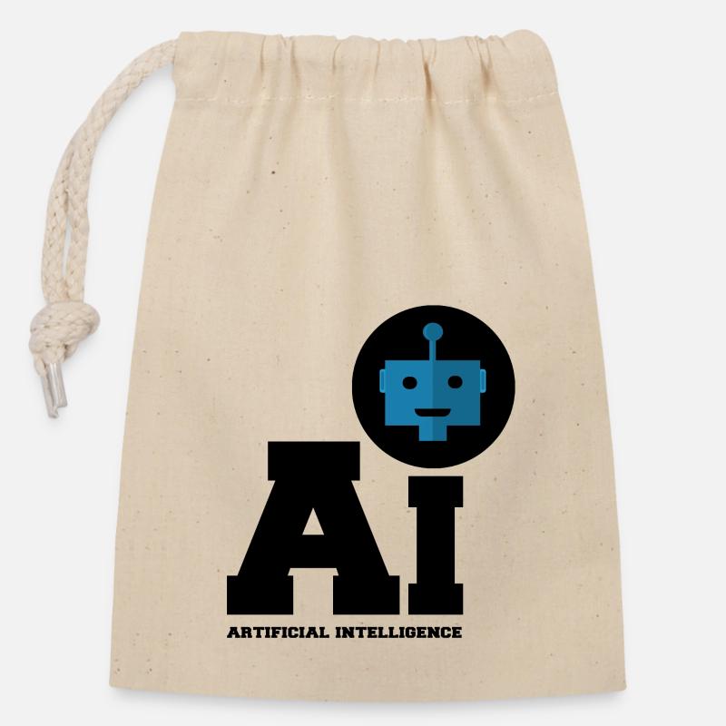 Intelligence artificielle - Intelligence artificielle - Sac cadeau en coton avec cordon (14 x 20 cm) - nature