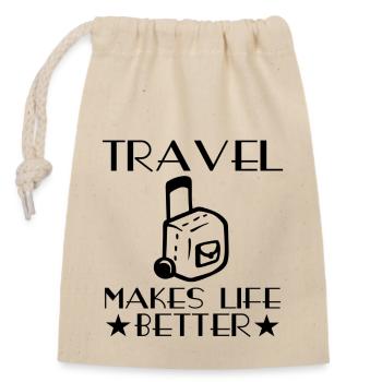 Voyage Voyageur Voyage de vacances Voyage de courte durée - Sac cadeau en coton avec cordon (14 x 20 cm) - nature - Devant