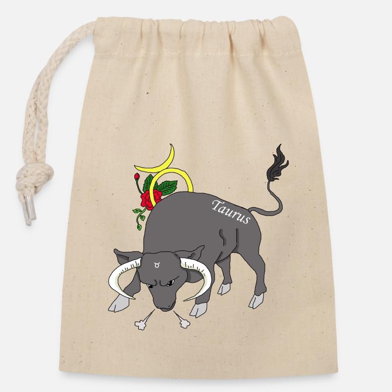 Sternzeichen Stier Geschenk Shirt - Verschließbarer Geschenkbeutel aus Baumwolle (14x20cm) - Natur
