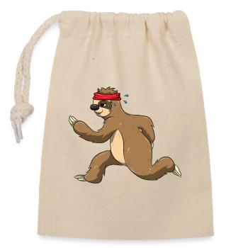 Lustiges Faultier Läufer Jogger Jogging Geschenk - Verschließbarer Geschenkbeutel aus Baumwolle (14x20cm) - Natur - Vorne