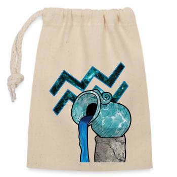 Wassermann Sternzeichen Aquarius Geschenk T-Shirt - Verschließbarer Geschenkbeutel aus Baumwolle (14x20cm) - Natur - Vorne