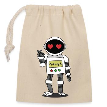 Roboter - Verschließbarer Geschenkbeutel aus Baumwolle (14x20cm) - Natur - Vorne