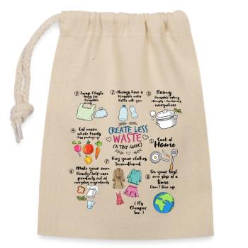 Create less waste recycling guide - Closable cotton gift bag (14x20cm) - nature - Front