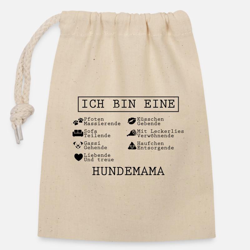 Die mit dem Hund geht - Hundemama - Verschließbarer Geschenkbeutel aus Baumwolle (14x20cm) - Natur