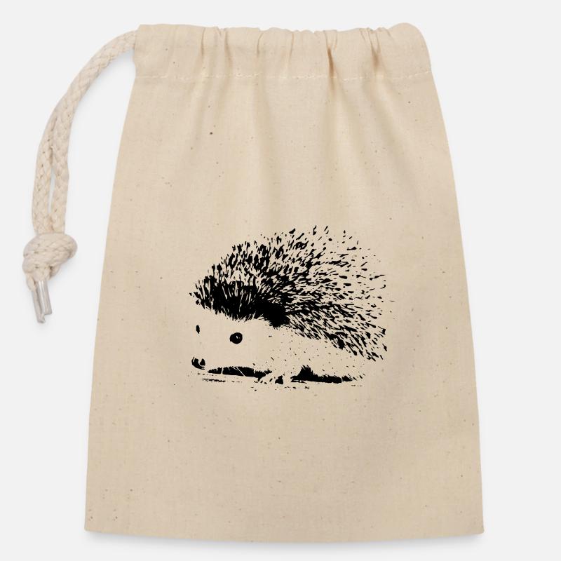 Hedgehog - Closable cotton gift bag (14x20cm) - nature