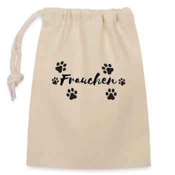 Frauchen Hundehalter Partnerdesign - Verschließbarer Geschenkbeutel aus Baumwolle (14x20cm) - Natur - Vorne