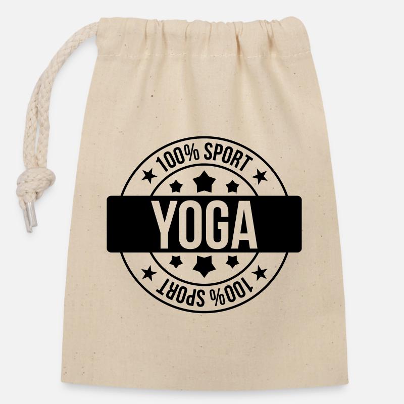 Yoga / Yogi / Bouddhisme / Bouddhiste - Sac cadeau en coton avec cordon (14 x 20 cm) - nature