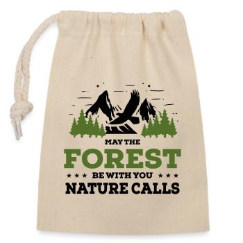 May The Forest Be With You Nature Calls bw - Verschließbarer Geschenkbeutel aus Baumwolle (14x20cm) - Natur - Vorne