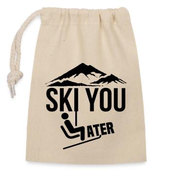 Ski you later - Closable cotton gift bag (14x20cm) - nature - Front