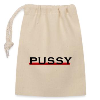 Pussy sex anal funny humorous gift bdsm - Closable cotton gift bag (14x20cm) - nature - Front
