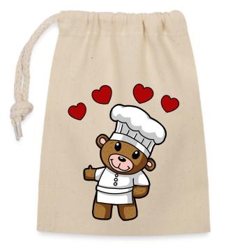 Teddy Koch Chefkoch Köche Köchin Gastgeber - Verschließbarer Geschenkbeutel aus Baumwolle (14x20cm) - Natur - Vorne