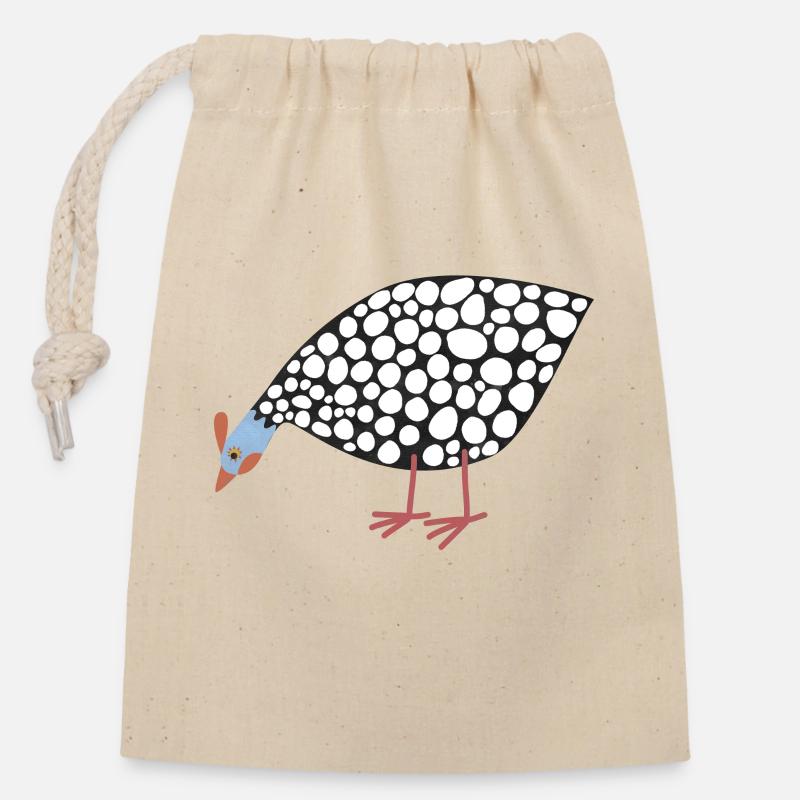 Pintade - Sac cadeau en coton avec cordon (14 x 20 cm) - nature