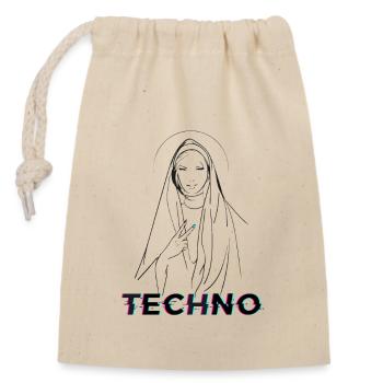 Techno Nun - Dark Techno, Dark Minimal Techno - Closable cotton gift bag (14x20cm) - nature - Front