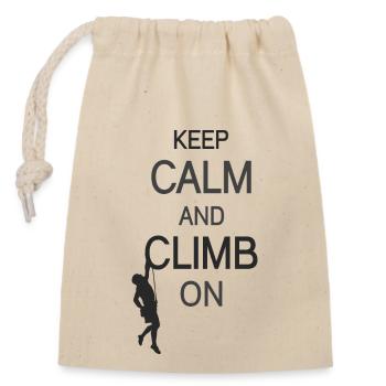 Keep Calm And Climb On bw - Verschließbarer Geschenkbeutel aus Baumwolle (14x20cm) - Natur - Vorne