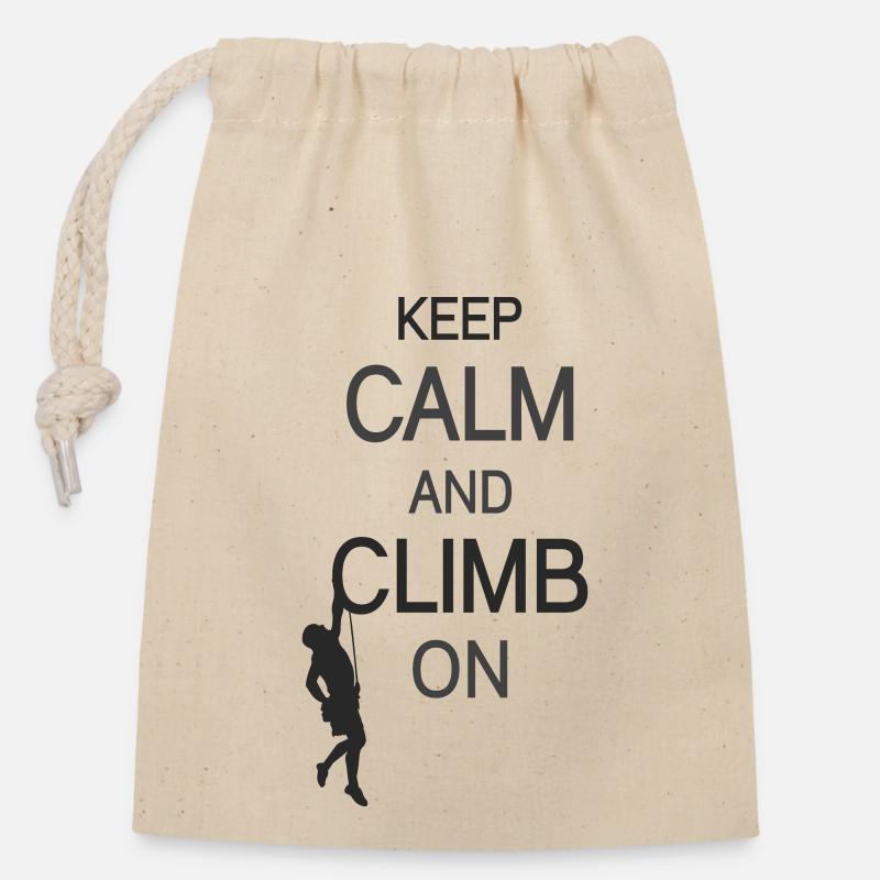 Keep Calm And Climb On bw - Verschließbarer Geschenkbeutel aus Baumwolle (14x20cm) - Natur