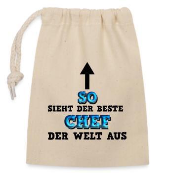 So sieht der beste Chef aus Geschäftsführer - Verschließbarer Geschenkbeutel aus Baumwolle (14x20cm) - Natur - Vorne